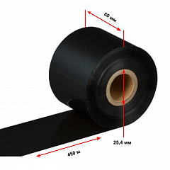 Термотрансферная лента 60мм х 450м, черная, wax-resin, out, втулка 1" в Магнитогорске